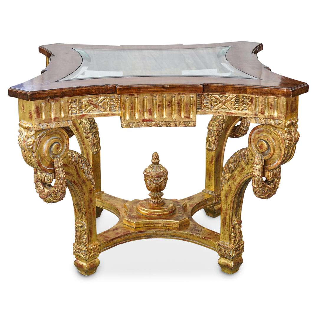 Versace Mansion Ornate Gilt Wood & Glass Table (1 of 9)