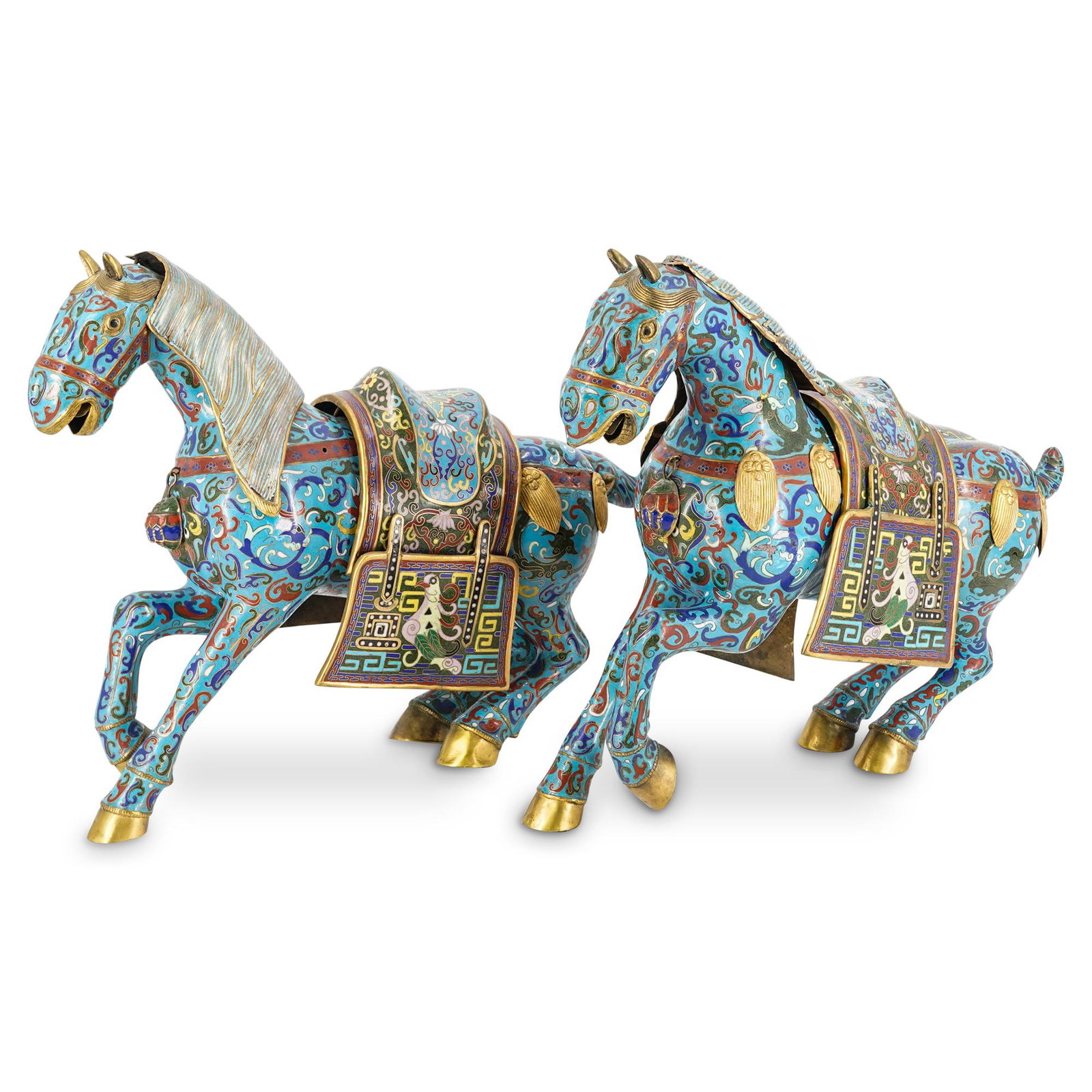 (2 Pc) Antique Chinese Cloisonne Horses (1 of 9)