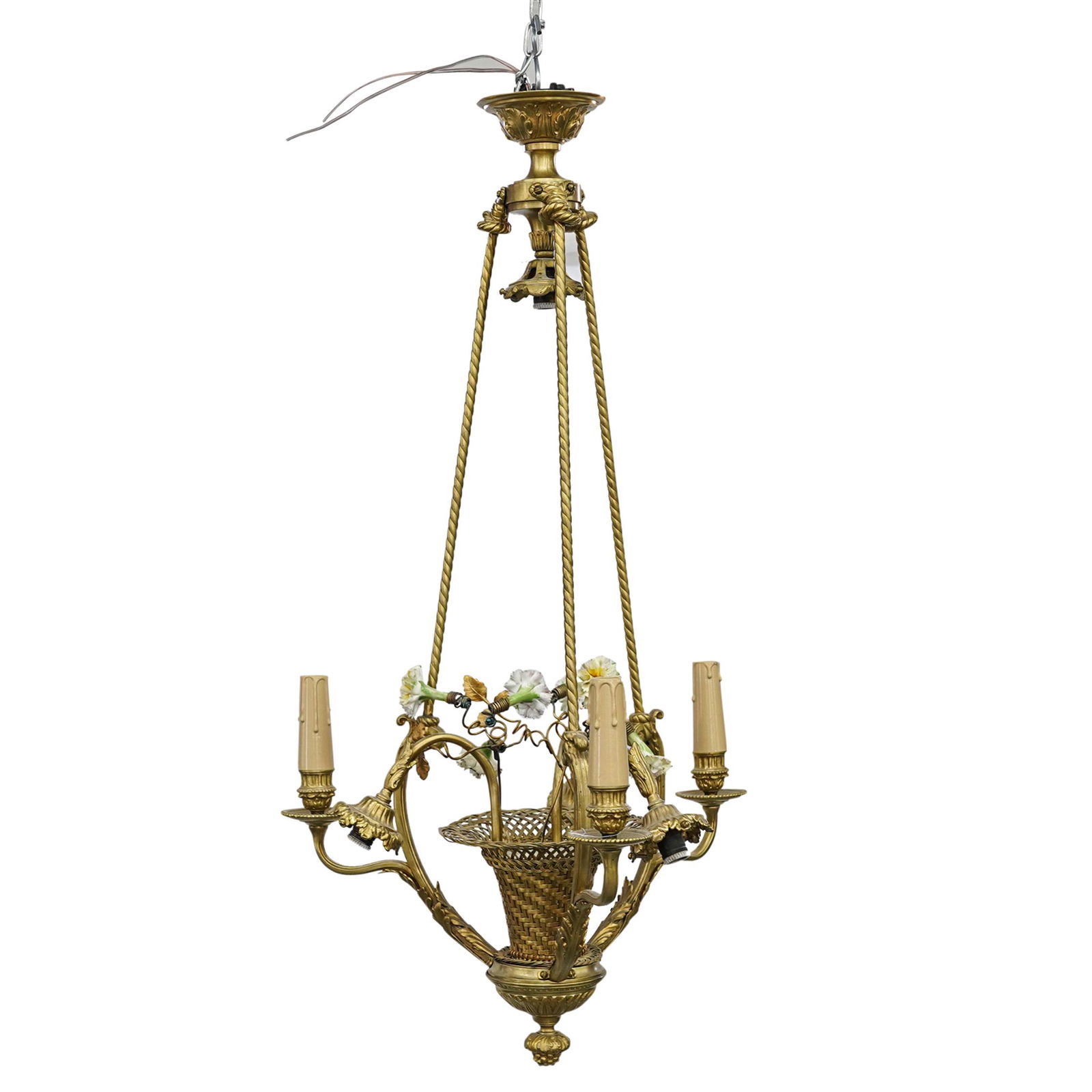 French Bronze And Porcelain Chandelier (1 of 5)