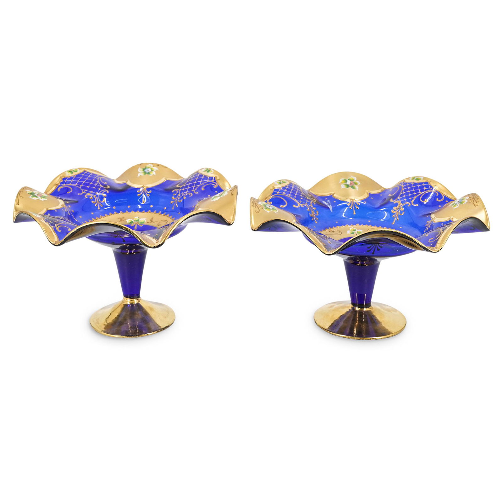Venetian Murano Art Glass Compote Footed Bowls (1 of 10)