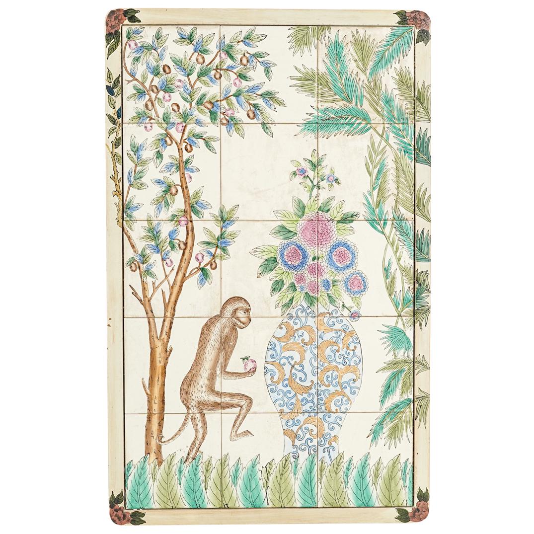 Chinoiserie Monkey Ceramic Tile Plaque (1 of 8)