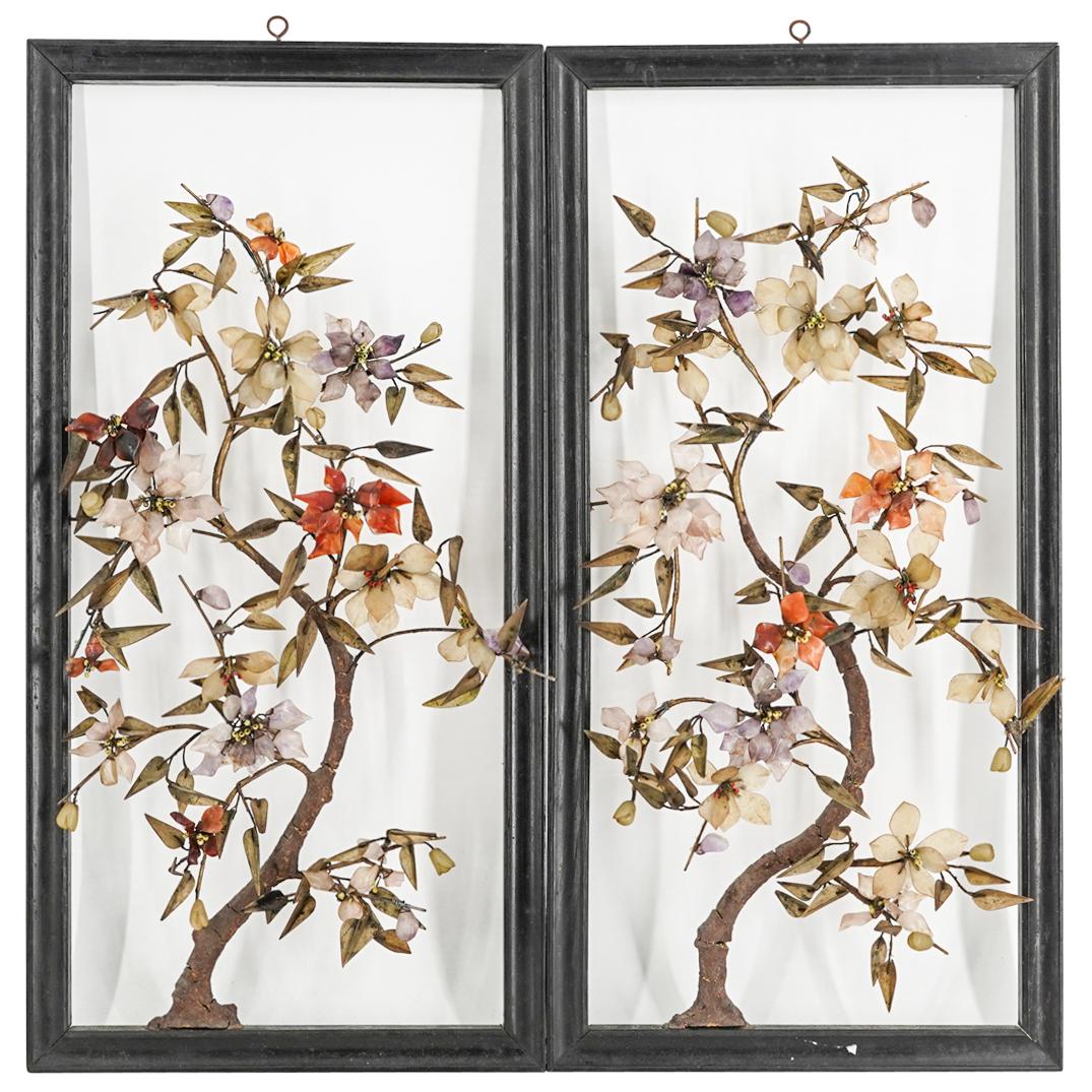(2 Pc) Framed Semi-Precious Stone Trees (1 of 7)