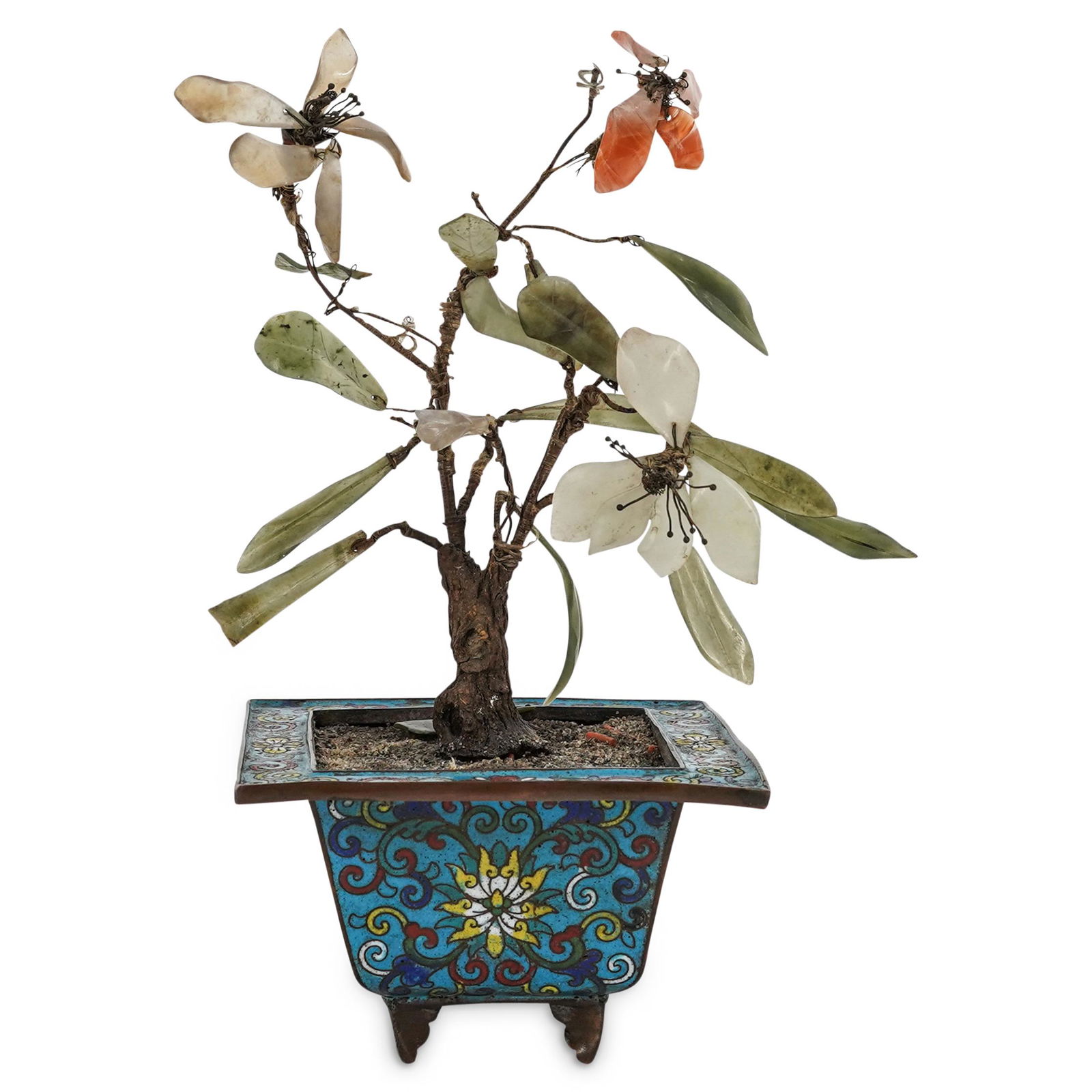 Chinese Cloisonne Jade Tree (1 of 6)