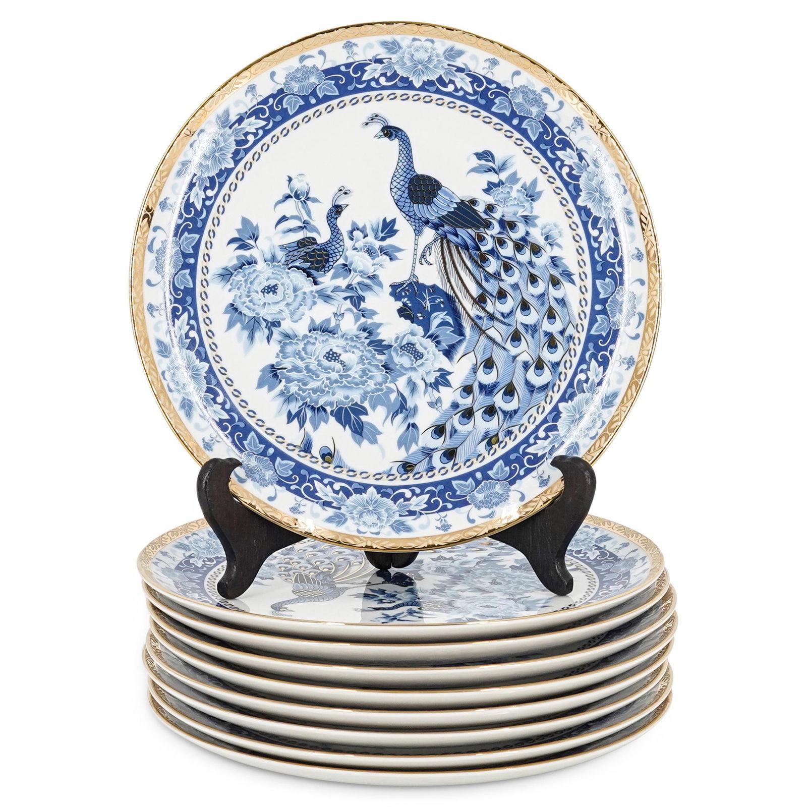 (9 Pc) Japanese Porcelain Blue & White Dinner Plates (1 of 5)