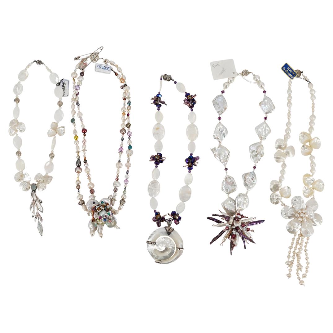 (5 Pc) Mother-Of-Pearl W/ Sterling Silver Necklace Set (1 of 18)