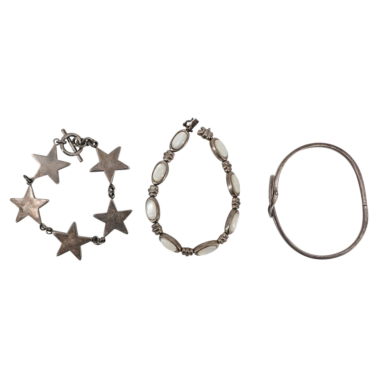 (3 Pc) Vintage Sterling Silver Bracelets (1 of 6)