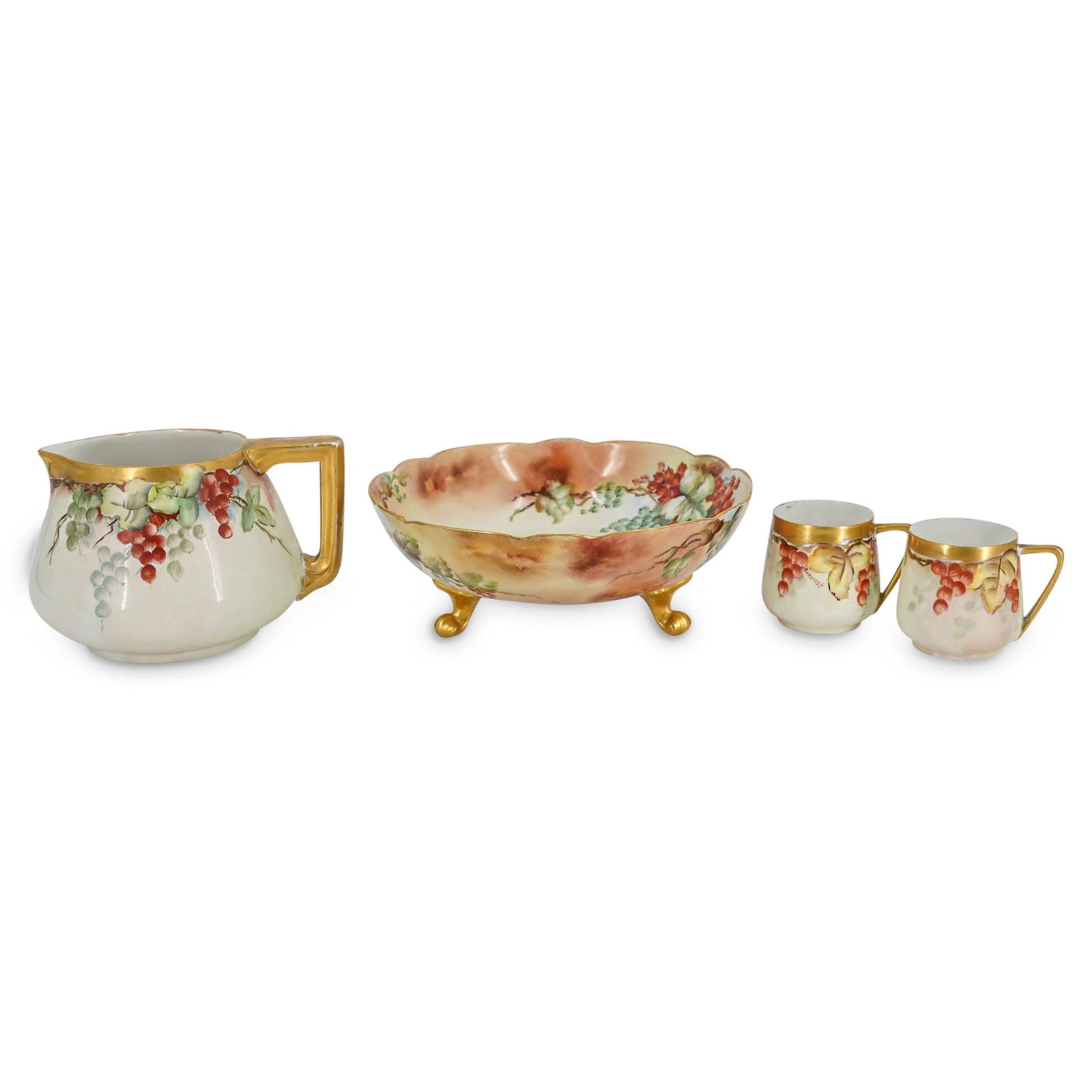 (4 Pc) French Hand Painted Porcelain Set (1 of 8)
