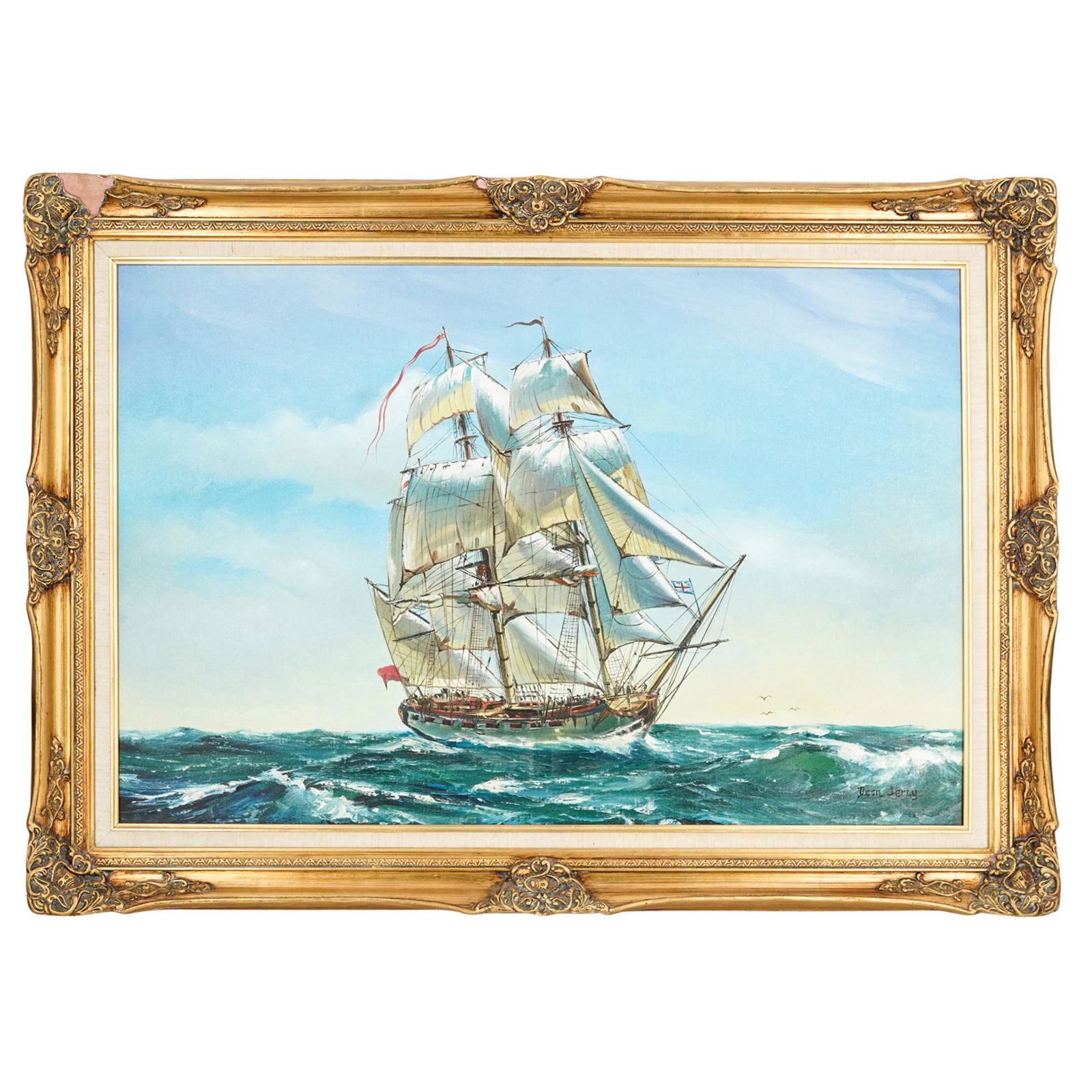 Nautical Oil On Canvas Ship Painting (1 of 7)