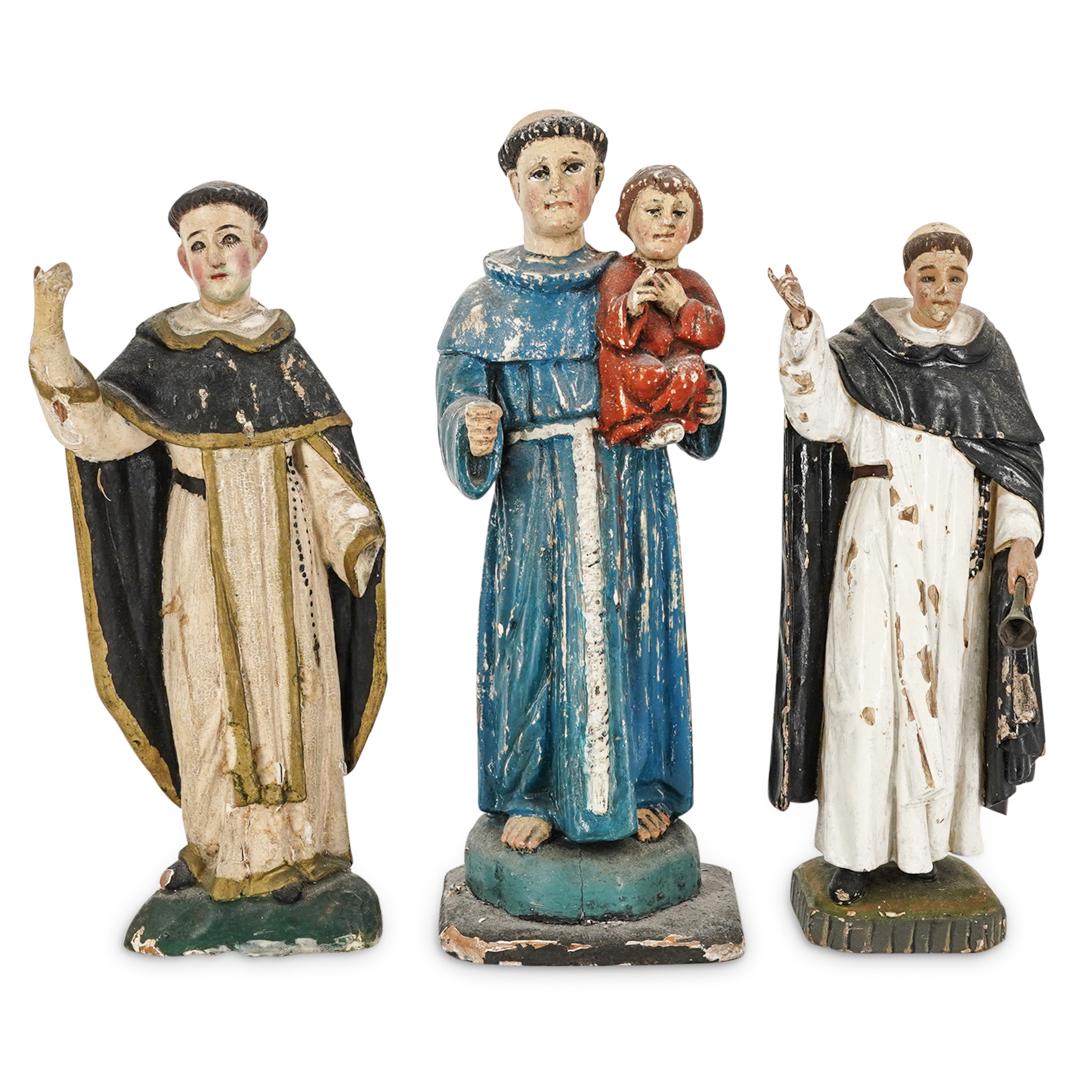 (3 Pc) Antique Carved Wooden Religious Figures (1 of 7)