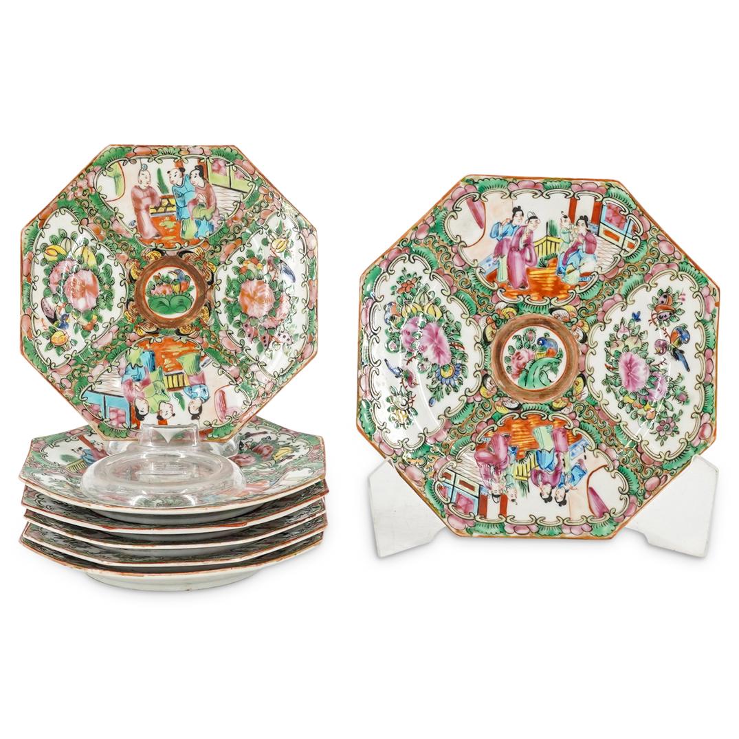(7 Pc) Rose Medallion Octagonal Saucers (1 of 8)