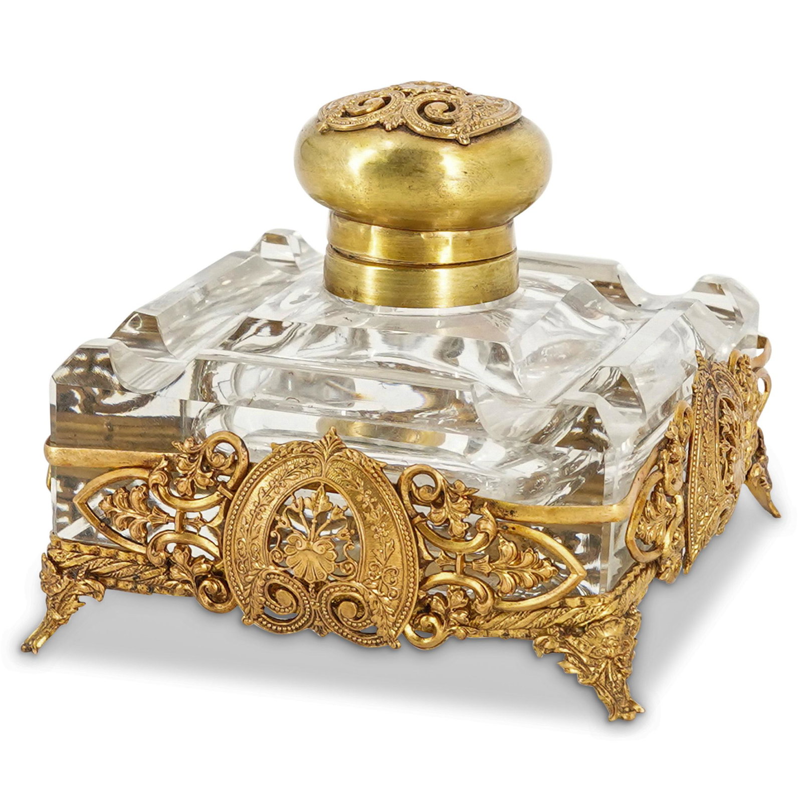 Poss. Baccarat French Crystal & Gilt Bronze Inkwell (1 of 6)