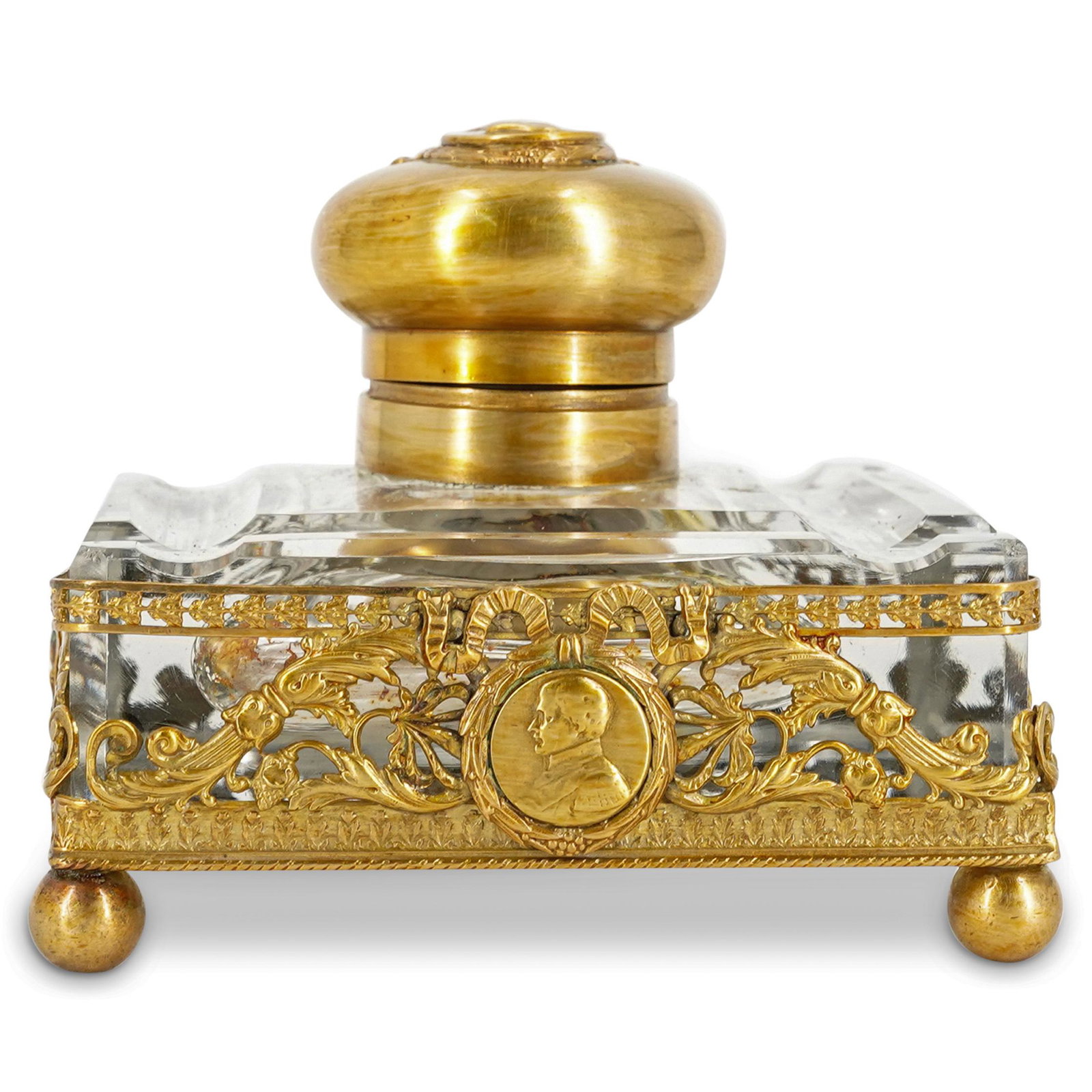 Poss. Baccarat French Crystal & Gilt Bronze Inkwell (1 of 6)