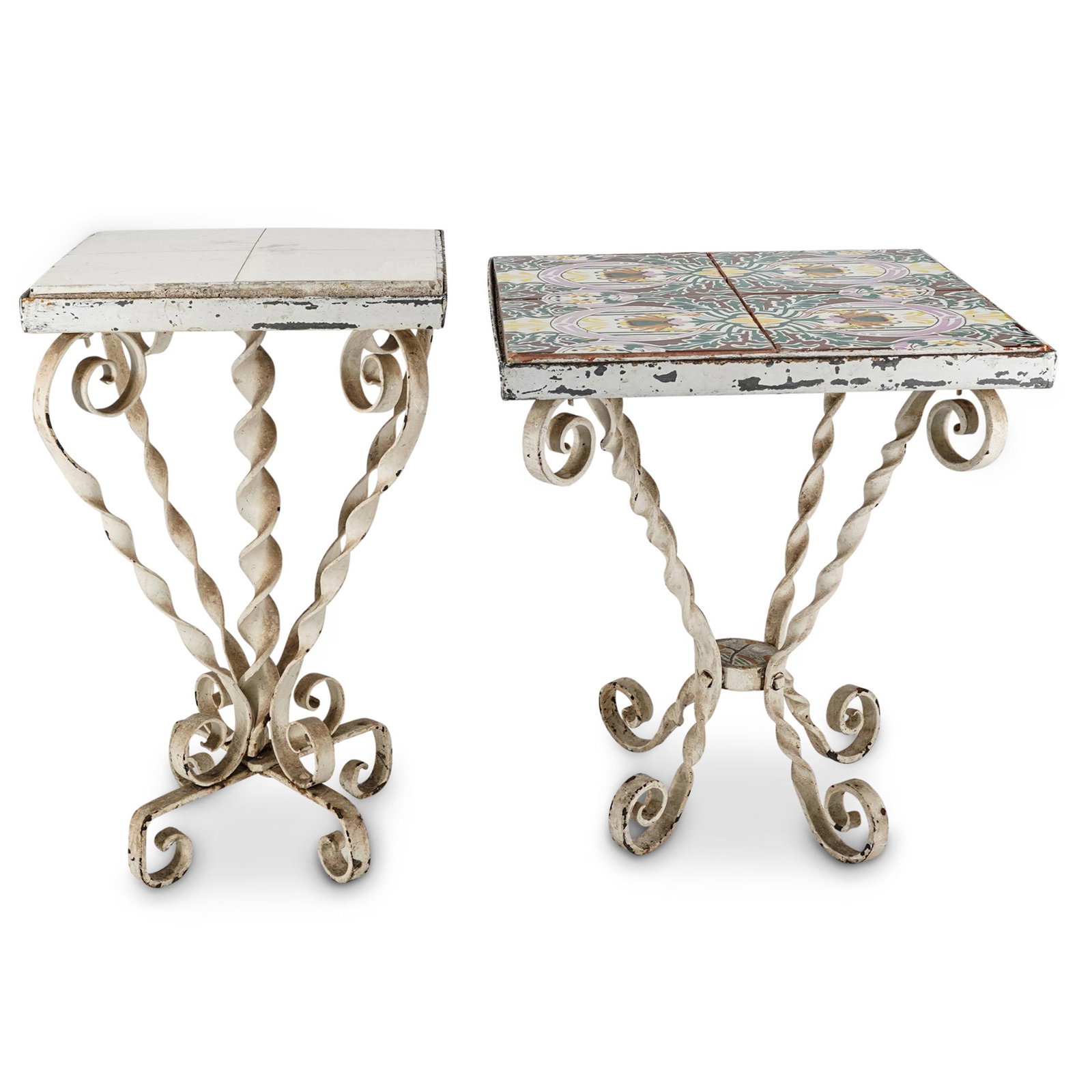 Pair of Wrought Iron California Tile Outdoor Tables (1 of 12)