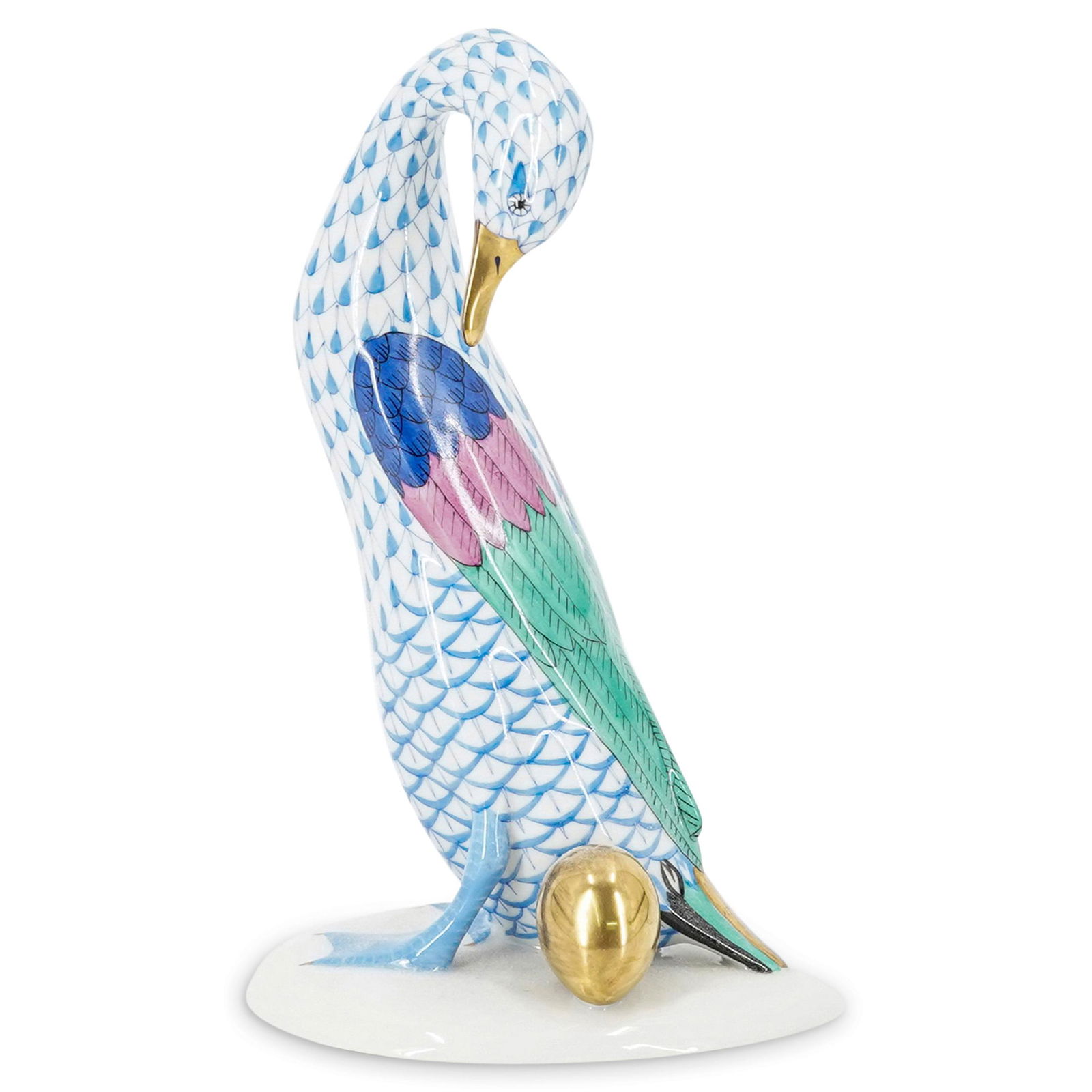 Herend Fishnet "Goose With Golden Egg" Figurine (1 of 6)