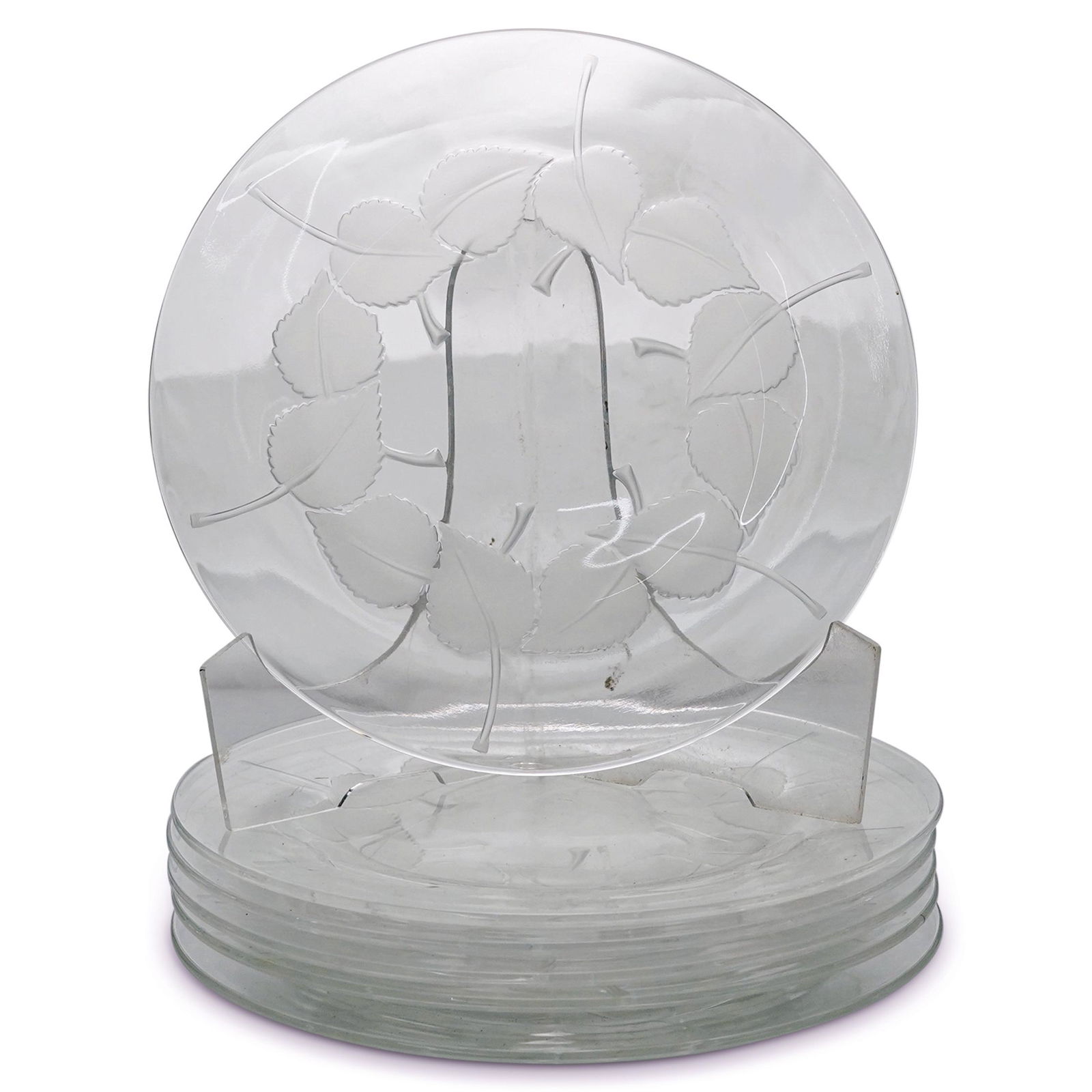 (6 Pc) Lalique Crystal Rolleboise Plates (1 of 5)