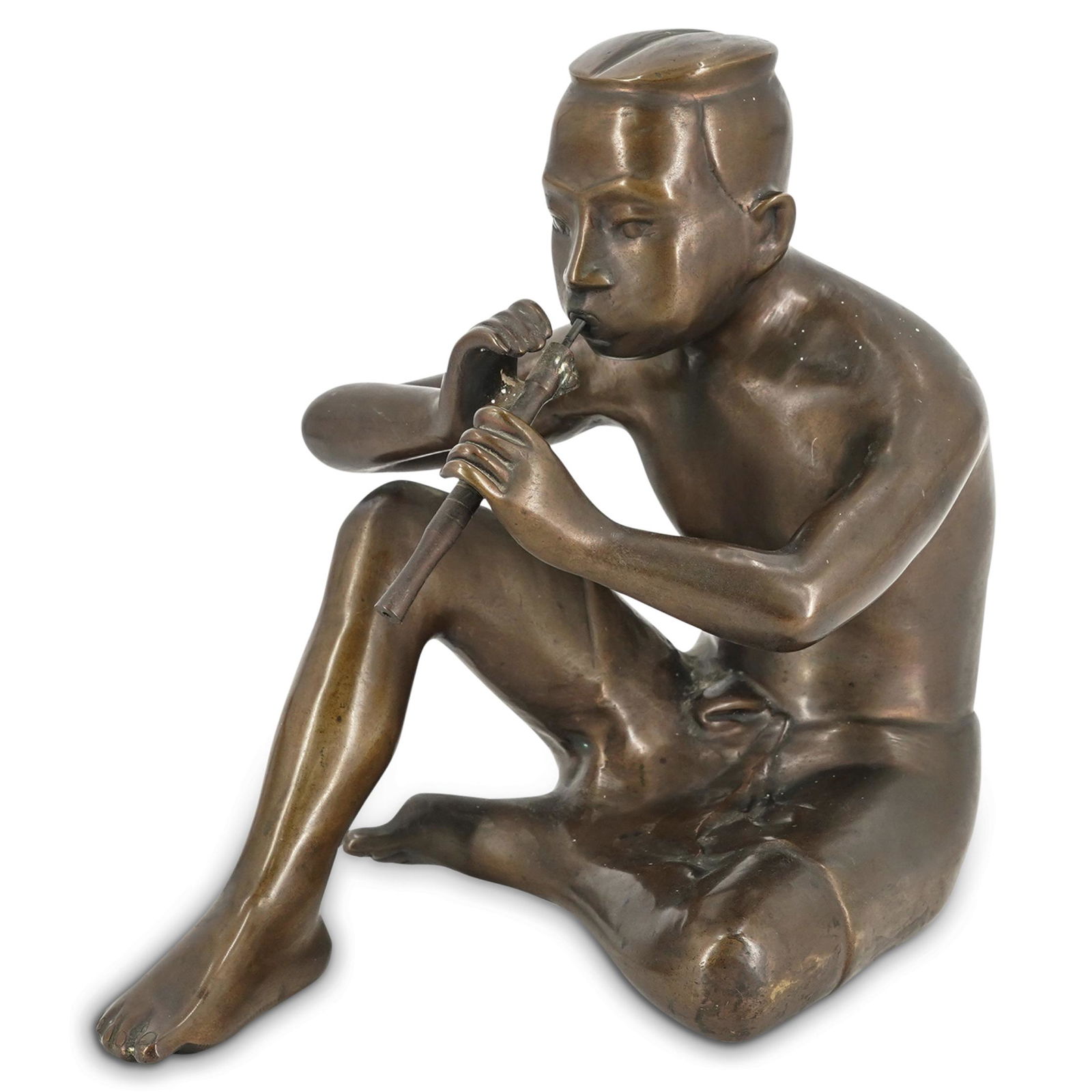 Boy Playing The Flute Bronze Sculpt (1 of 6)