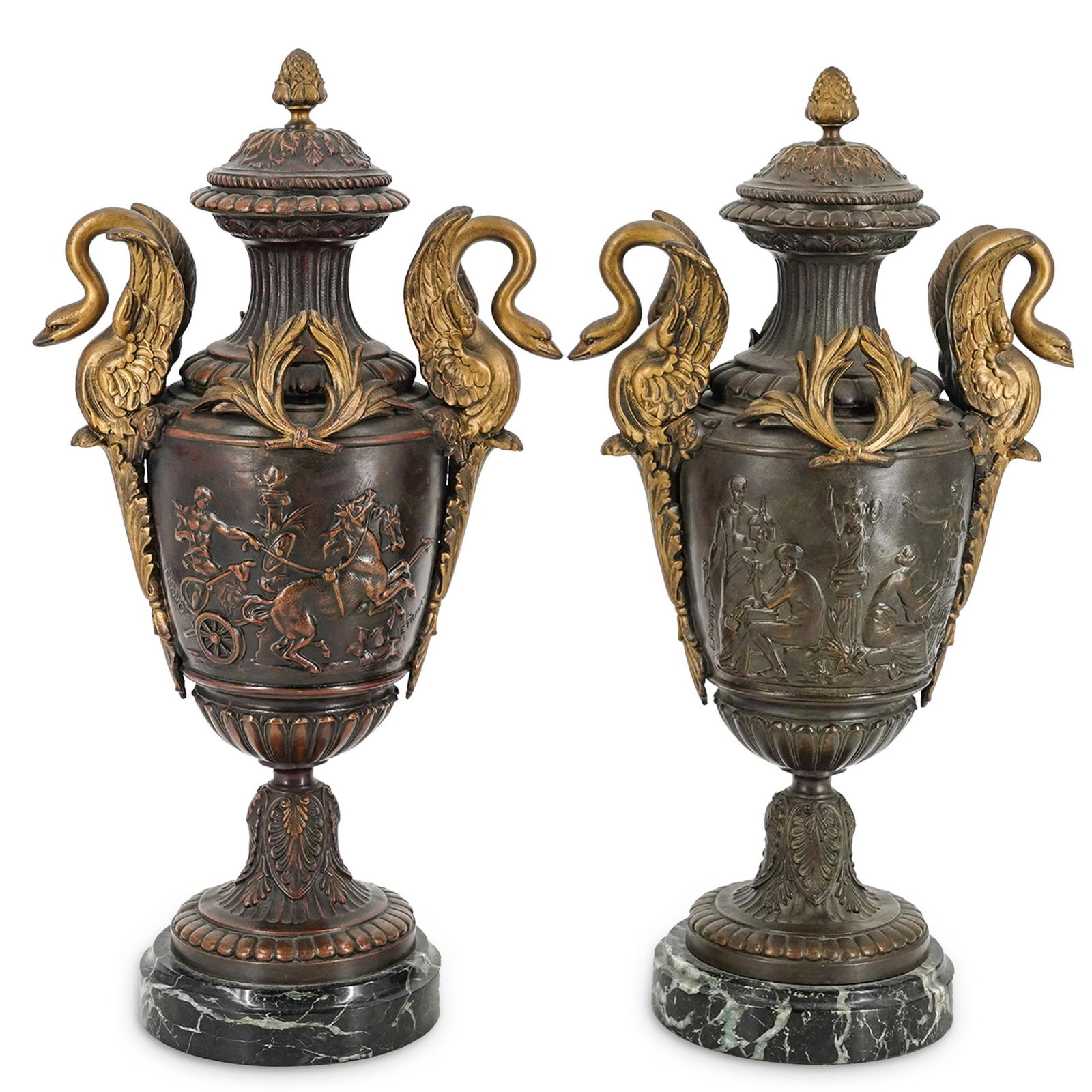 E. Picault (French, 1833) Relief Figural Urns (1 of 8)