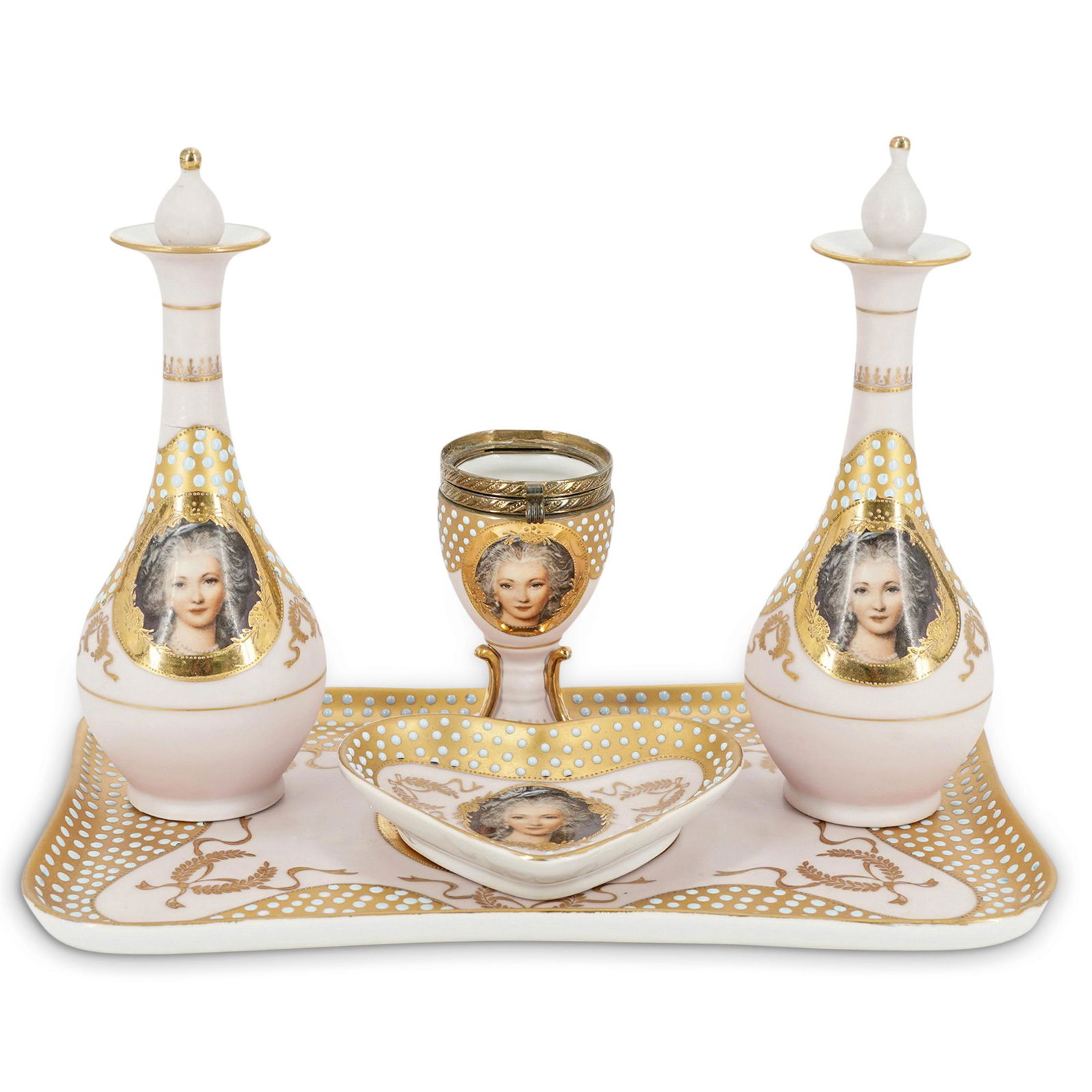 (5 Pc) French Porcelain Vanity Set (1 of 10)