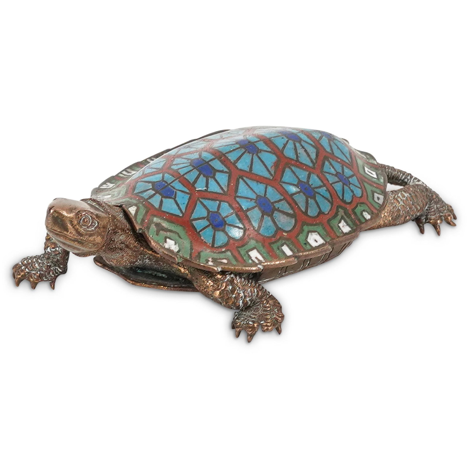 Cloisonne Bronze Turtle Trinket Box (1 of 8)