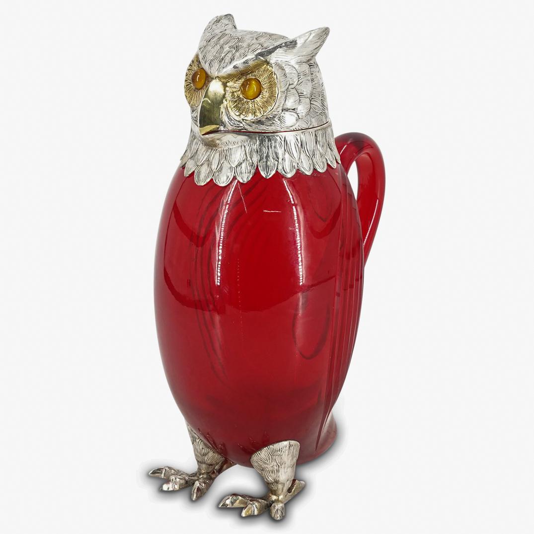 Cartier Attrib. Spanish Silver Mounted Red Crystal Owl (1 of 6)