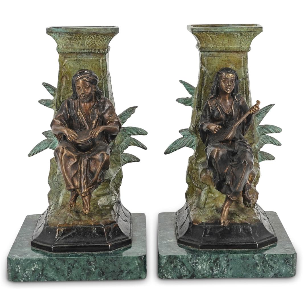Pair Of Orientalist Bronze Figural Vases (1 of 10)