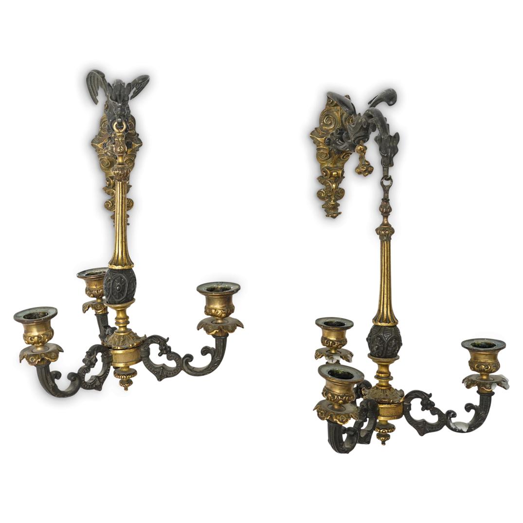 (2 Pc) Versace Mansion Wall Sconce Bronze Candelabra (1 of 7)