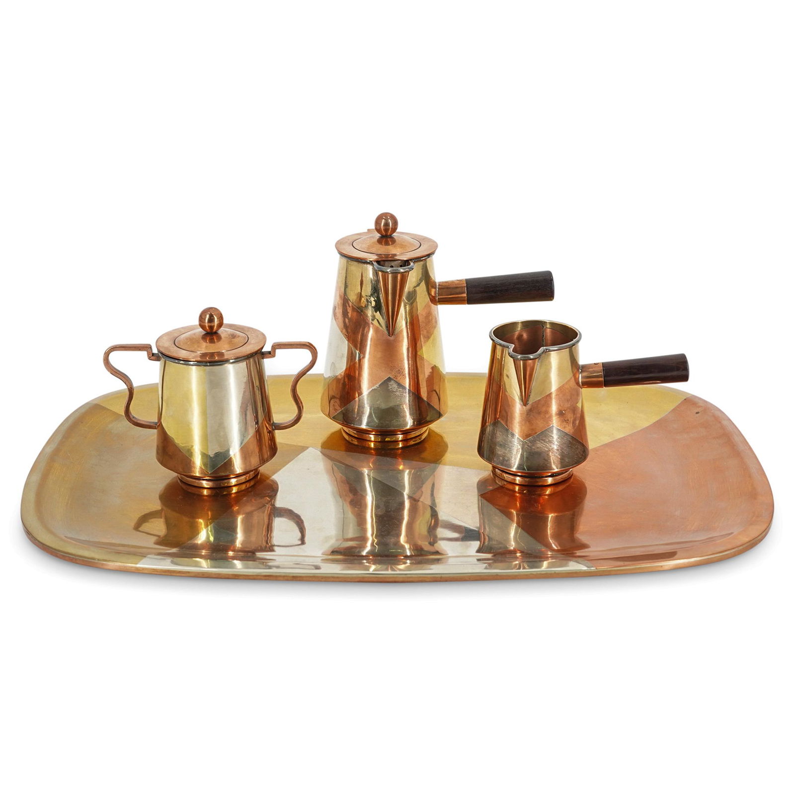 (4 Pc) Los Castillo Silver, Copper & Brass Coffee Set (1 of 10)