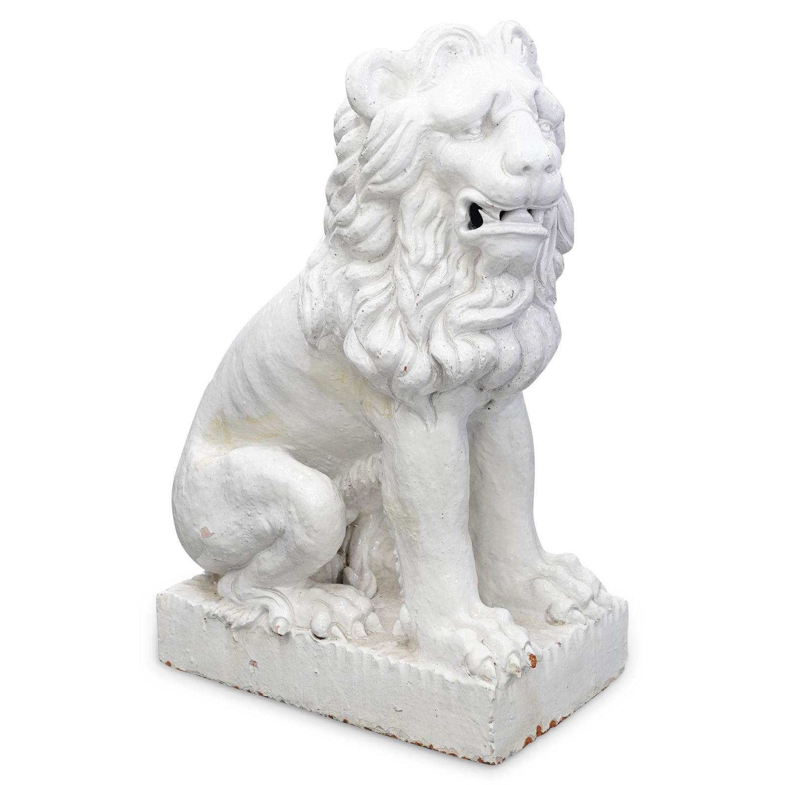 Glazed Large White Terracotta Lion Sculpture (1 of 7)