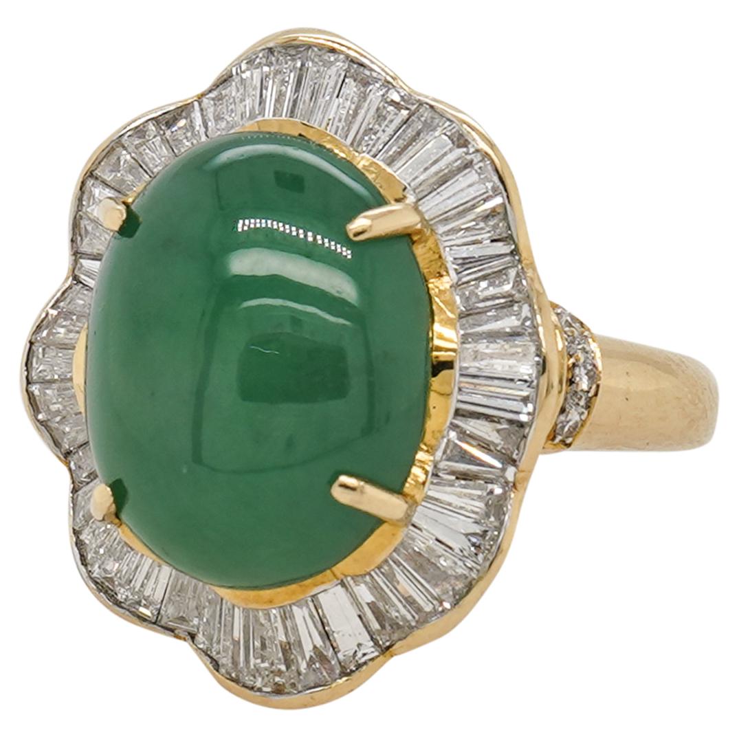 GIA Certified Natural Jade 18k Ballerina Gold Ring (1 of 4)