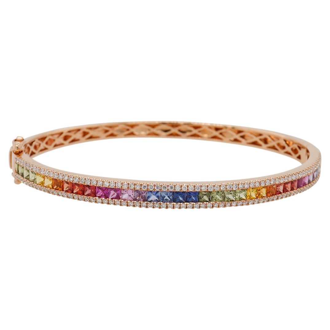 18k Rose Gold Diamond & Sapphires Bracelet (1 of 4)