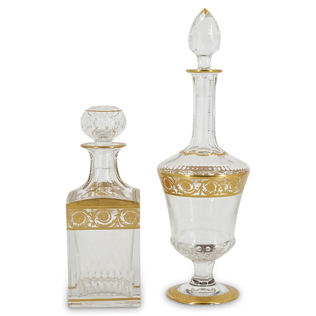 (2 Pc) Crystal Saint Louis "Thistle Gold" Decanters (1 of 14)