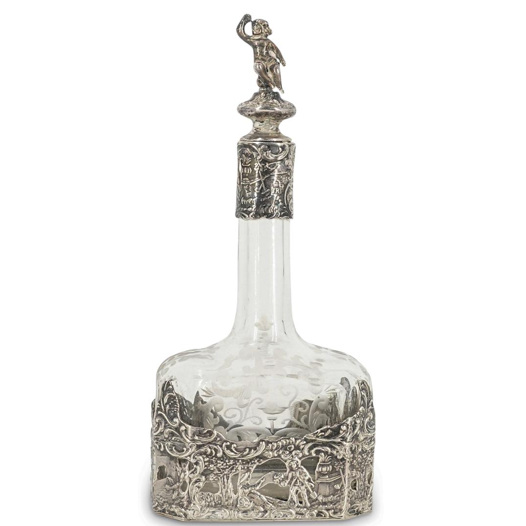 Antique English Silver & Etched Glass Perfume Bottle (1 of 7)