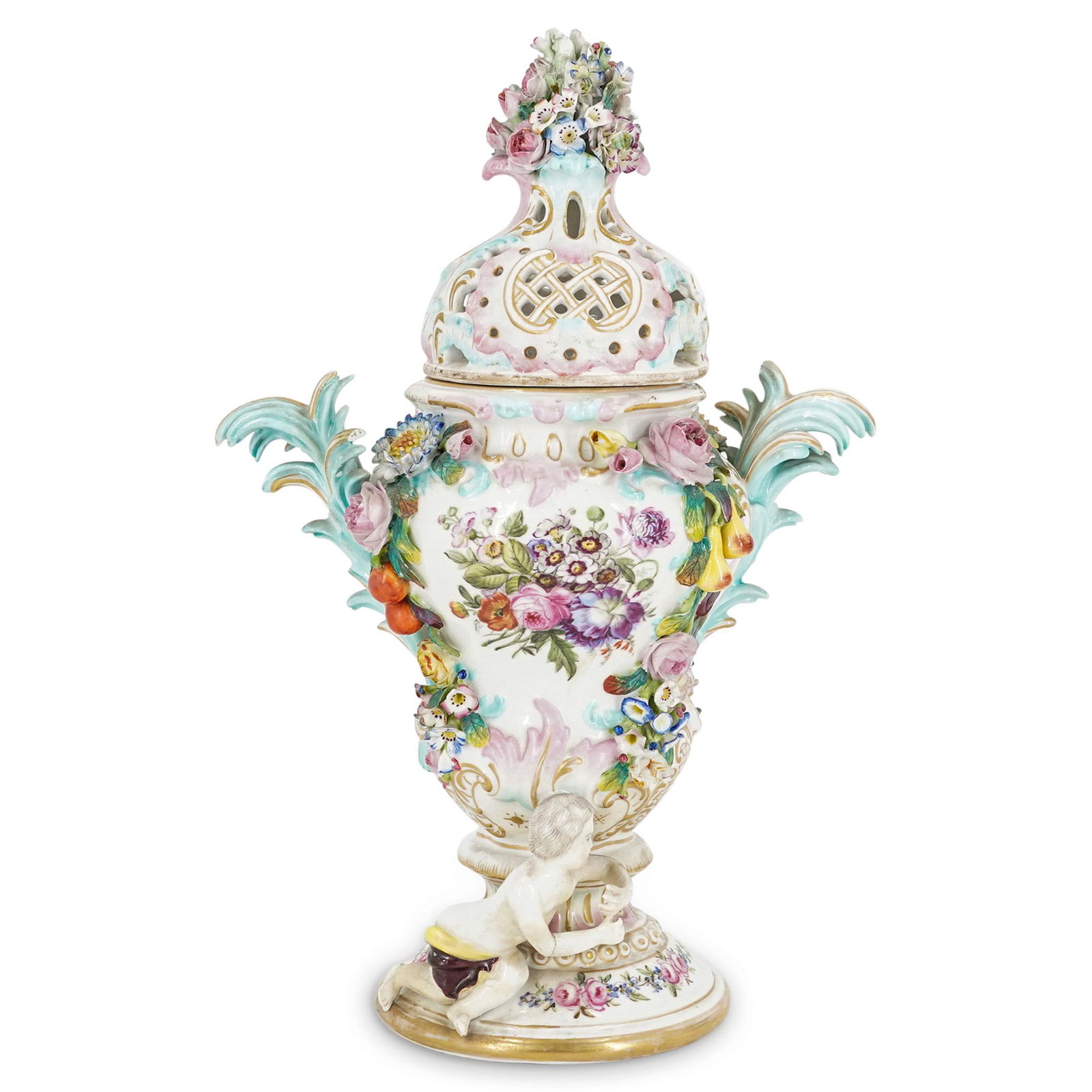 Meissen Porcelain Cherub Lidded Urn Vase (1 of 11)