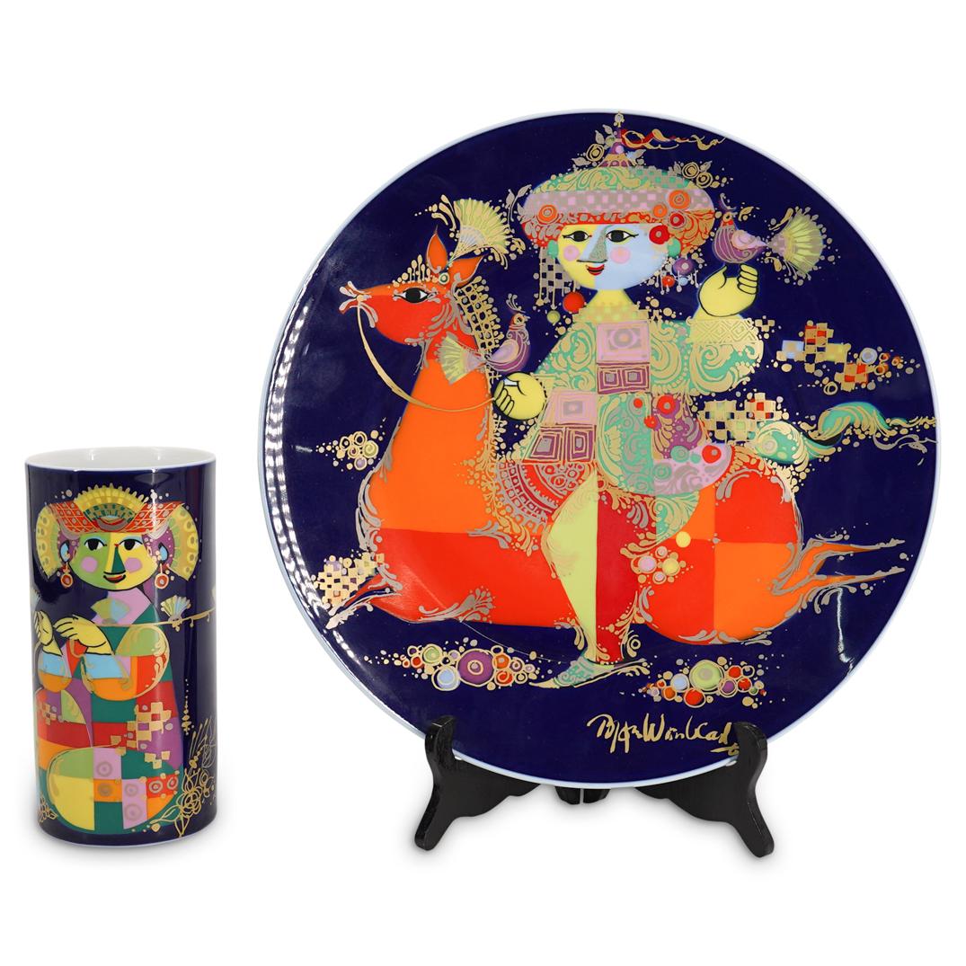 (2 Pc) Rosenthal Bjorn Wiinblad Vase And Plate (1 of 6)