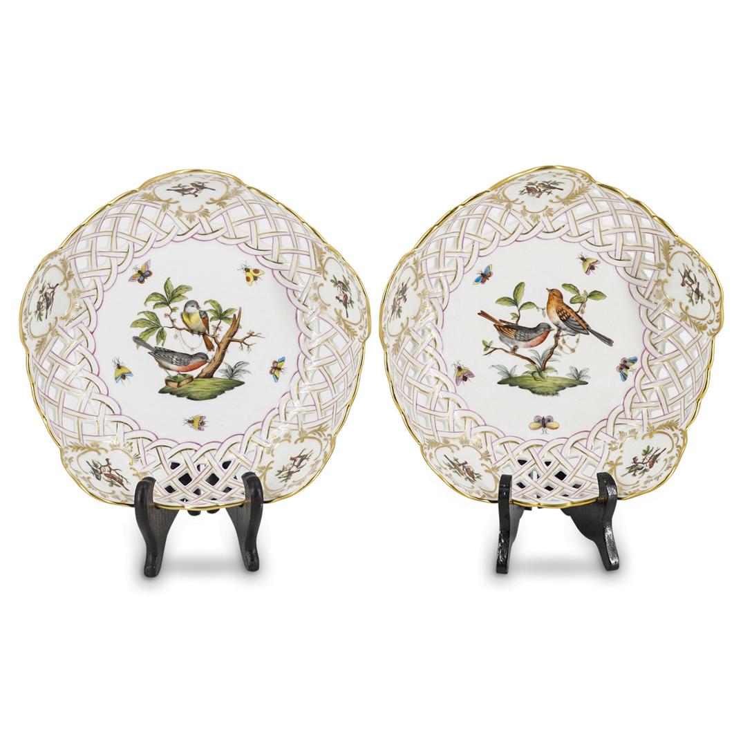 (2 Pc) Herend "Rothschild" Reticulated Bird Bowls (1 of 8)