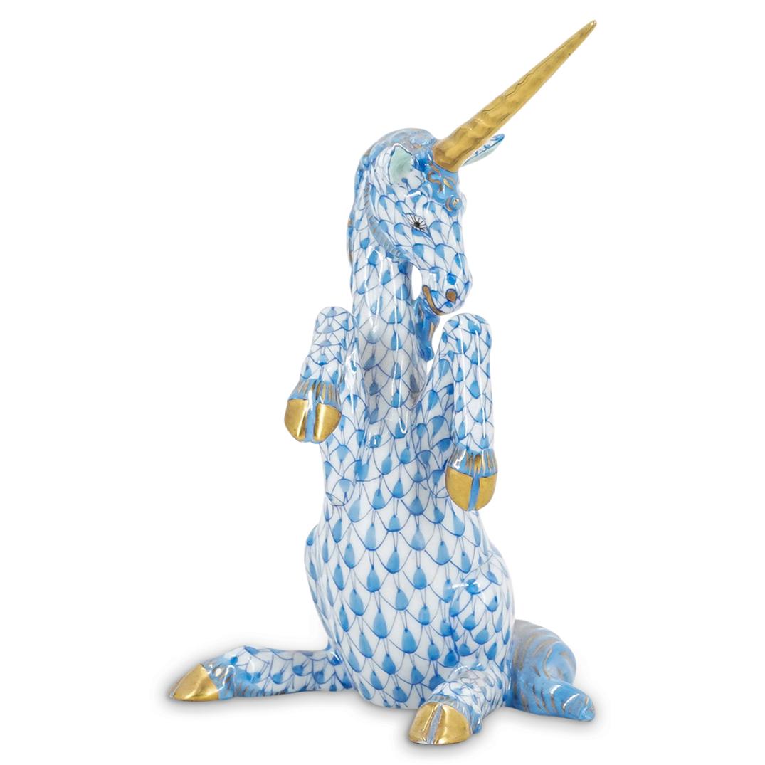 Herend Porcelain Blue Fishnet Unicorn (1 of 5)