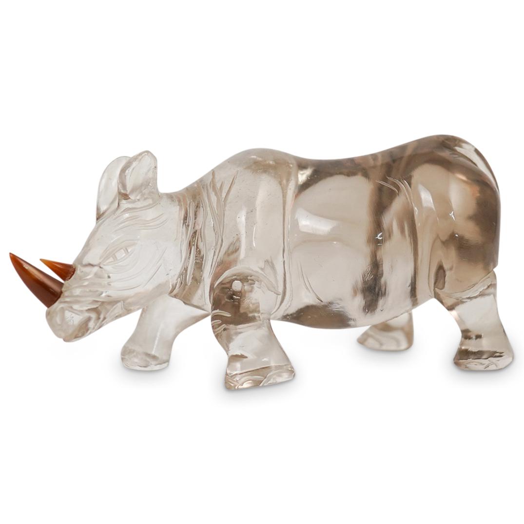 Signed Rock Crystal Rhino (1 of 4)
