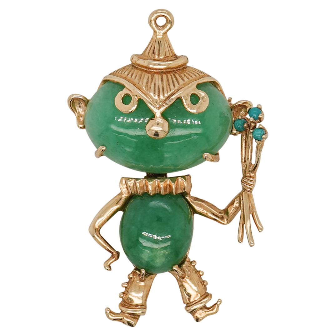 14k Gold and Jadeite Pendant brooch (1 of 2)