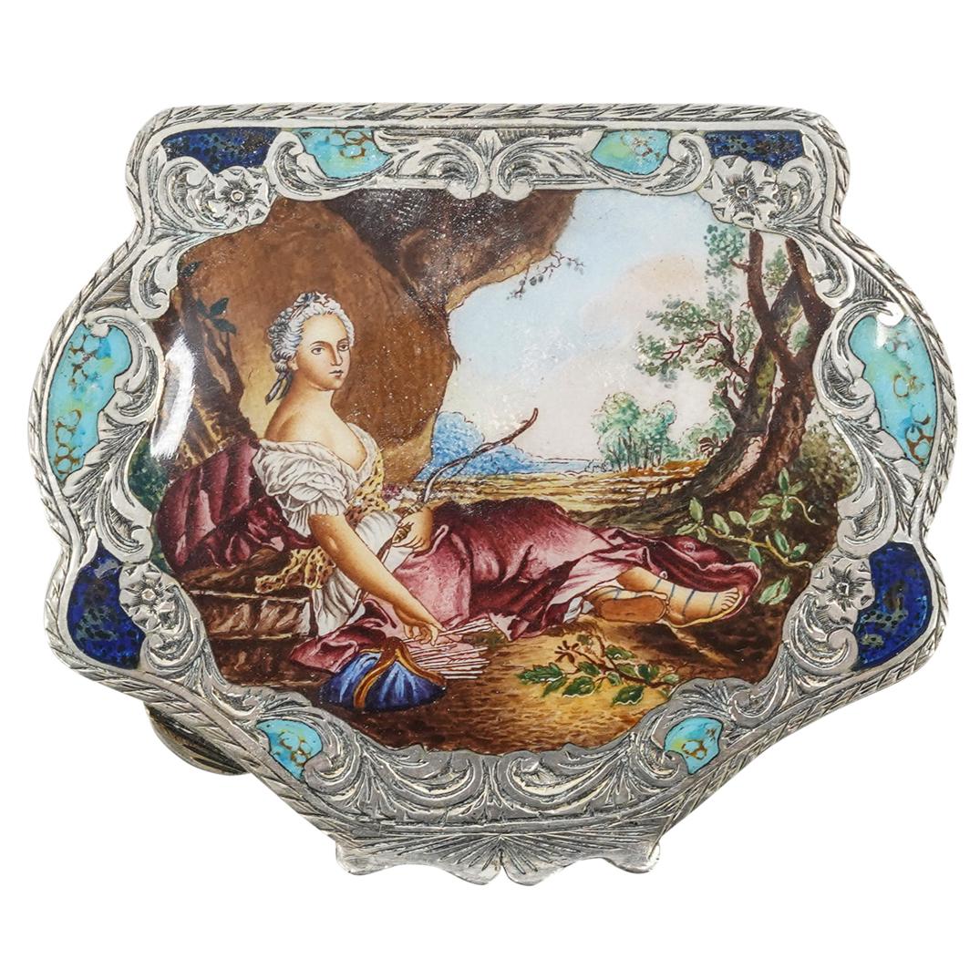 Antique 800 Silver Goddess Diana Compact Case (1 of 6)