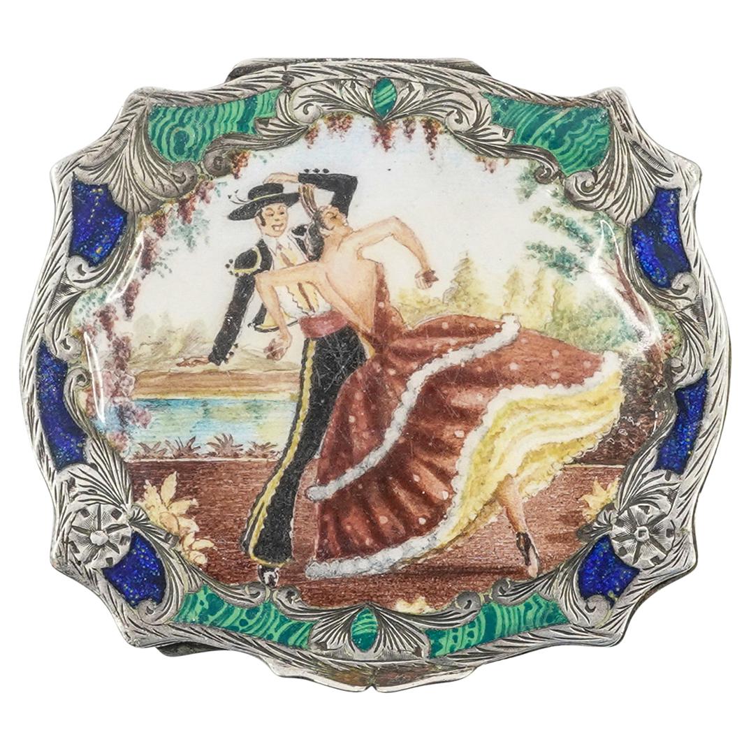 Antique 800 Silver Flamenco Compact Case (1 of 5)