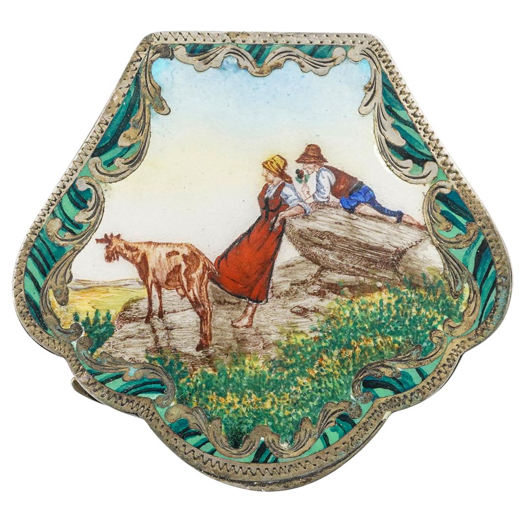 Antique 800 Silver "Pastoral" Compact Case (1 of 6)