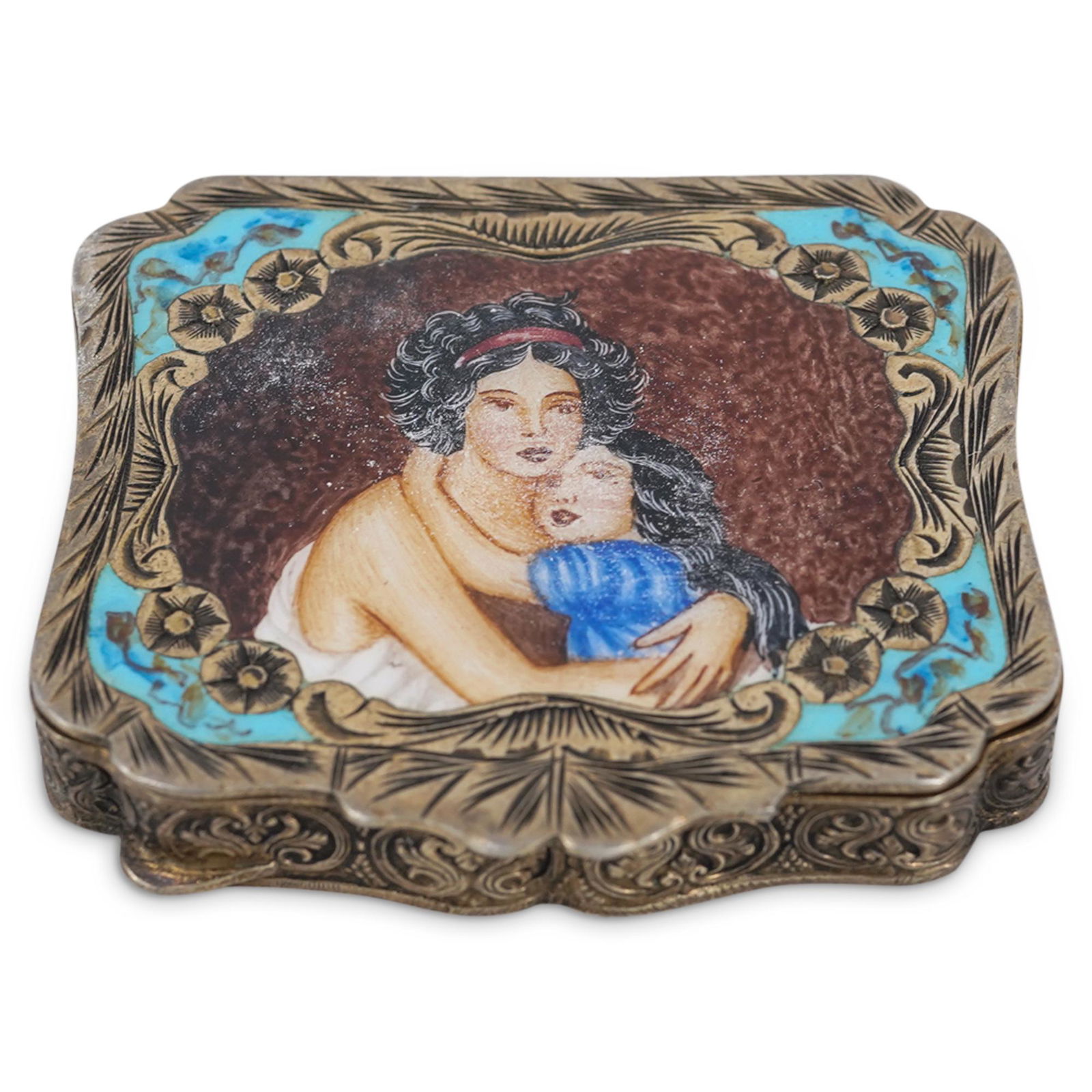 Antique Silver Powder Compact Case (1 of 4)