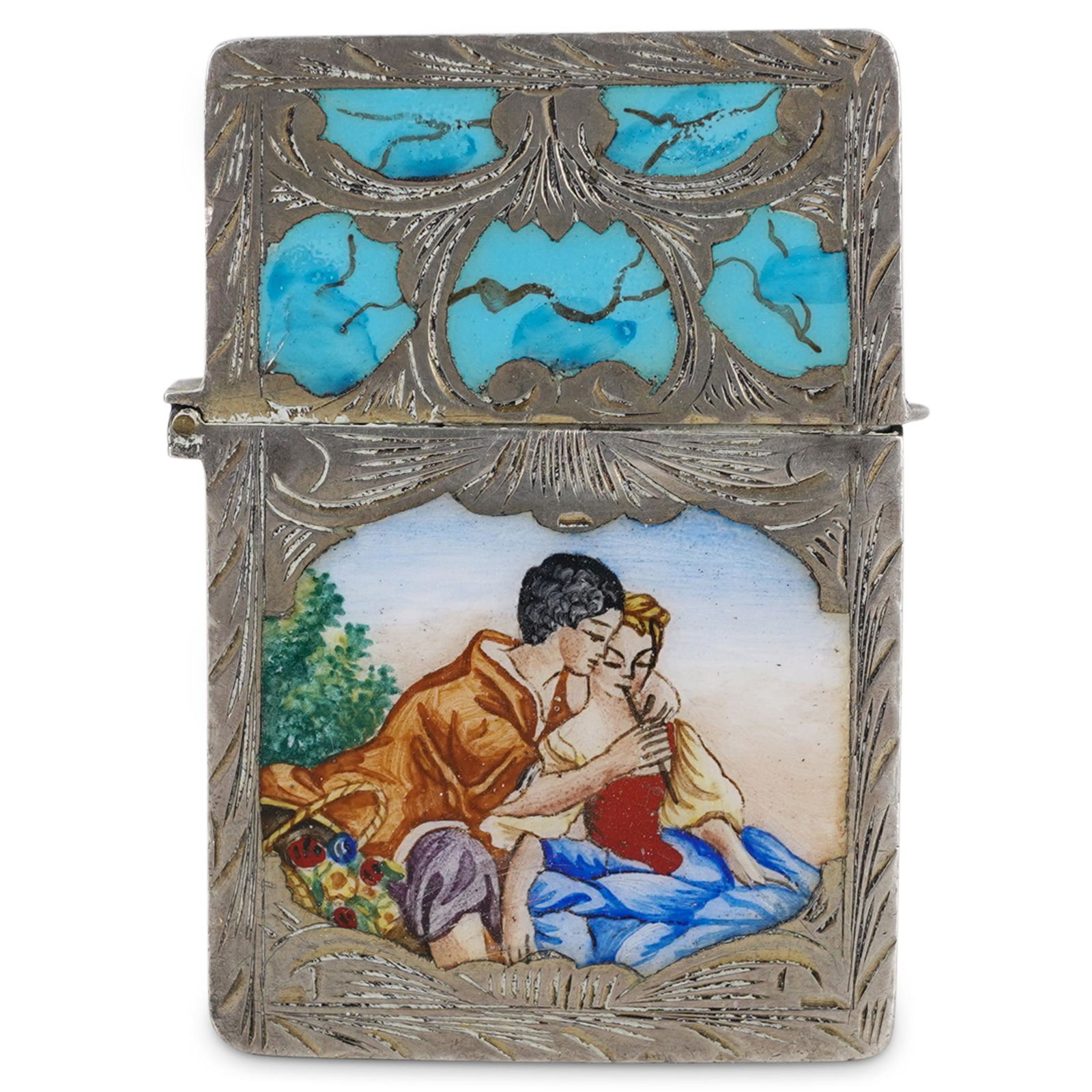 Antique Silver Enameled Lighter (1 of 3)