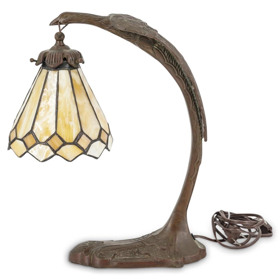 Manner of Tiffany Figural Stained Glass Table Lamp (1 of 8)