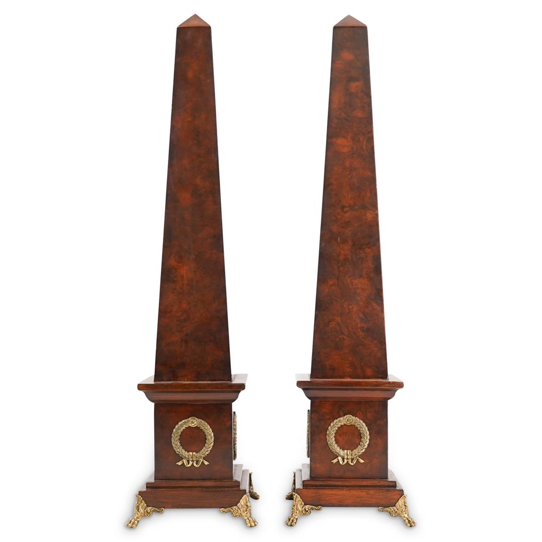 (2 Pc) Prob Maitland Smith Wood And Bronze Obelisks (1 of 5)