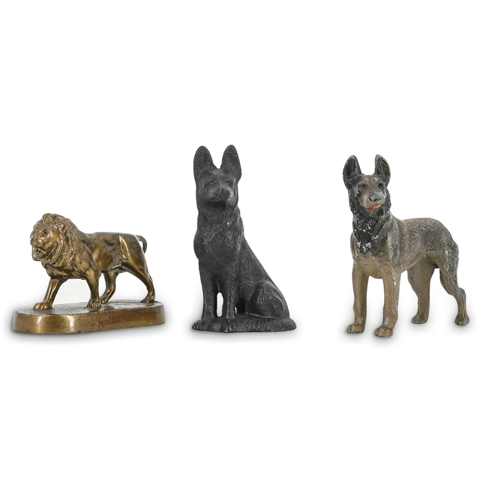 (3 Pc) Lion And German Shepherd Figurine Lot (1 of 6)