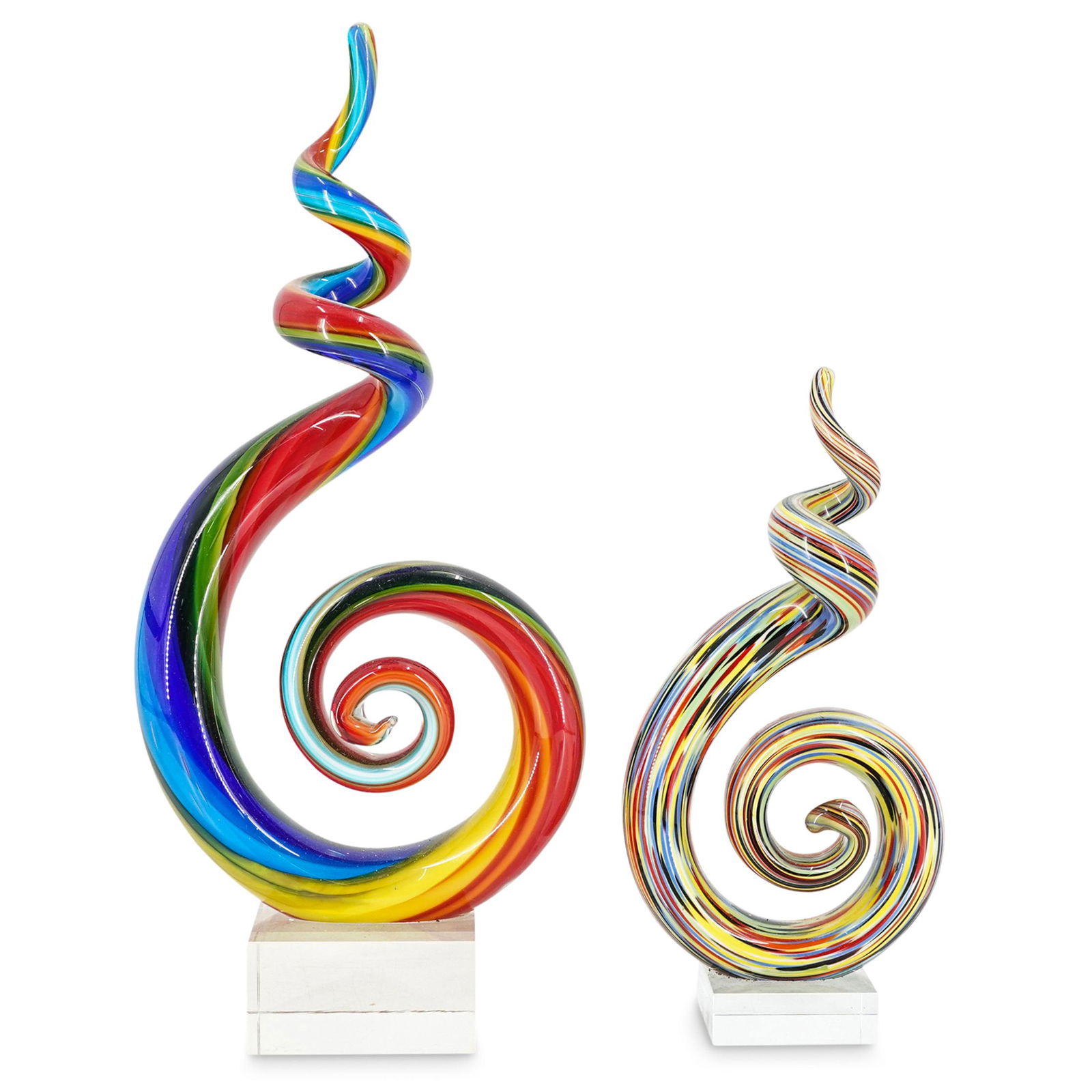 (2 Pc) Pair Of Murano Art Glass Swirl Sculptures (1 of 10)