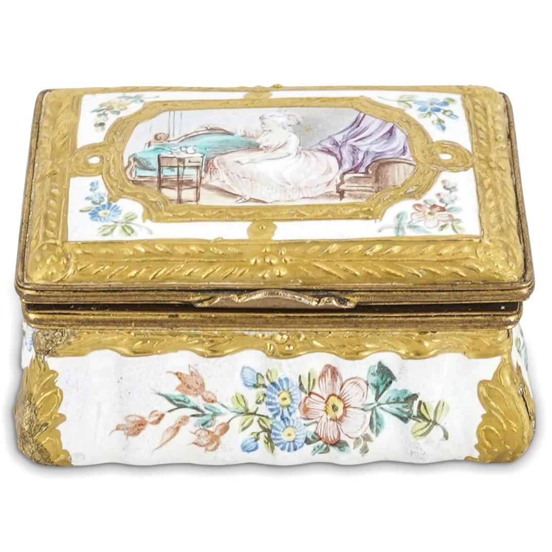 19th Cent. French Gilt Enamel Trinket Box (1 of 7)