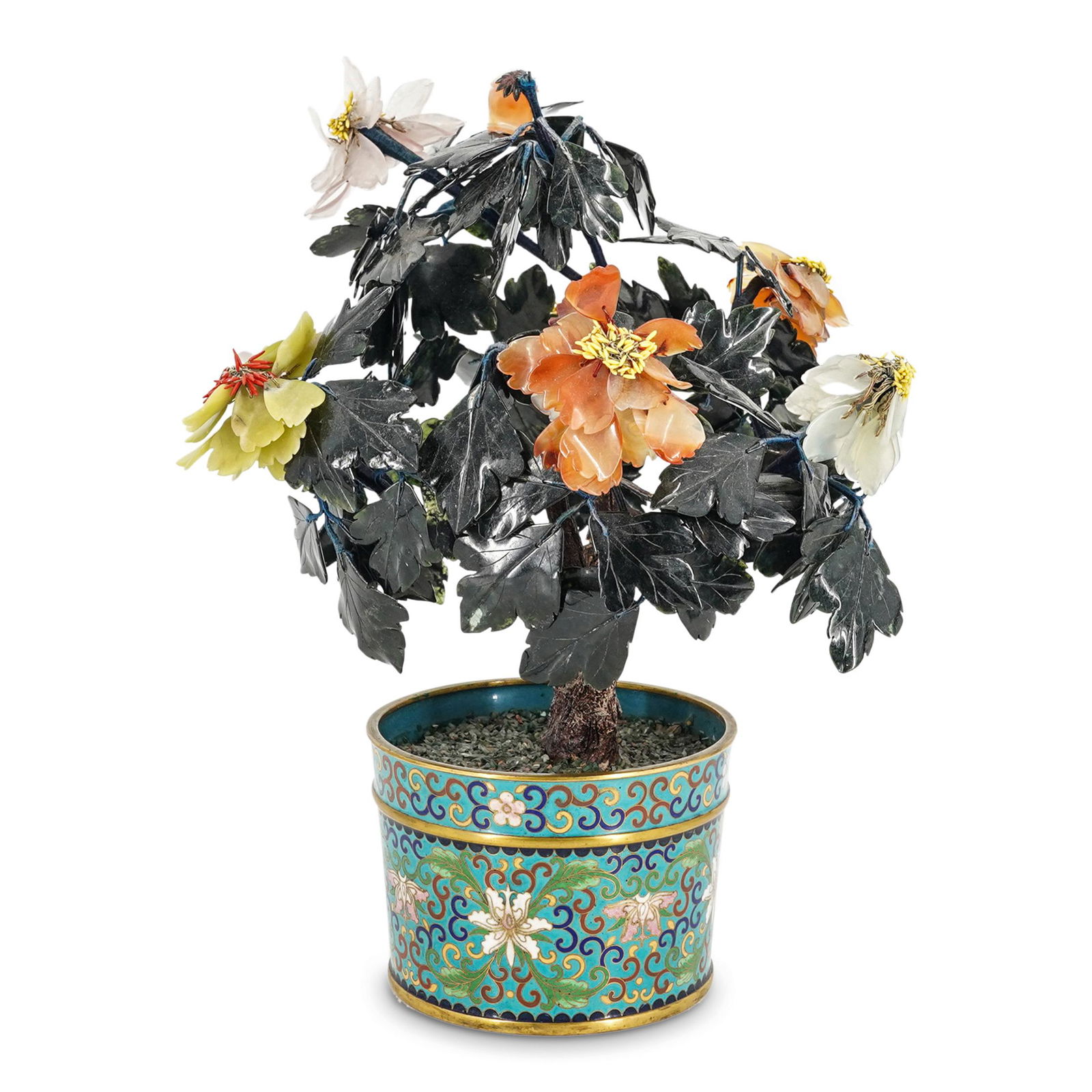 Chinese Jade & Semi Precious Stones Bonsai Tree W/ (1 of 6)