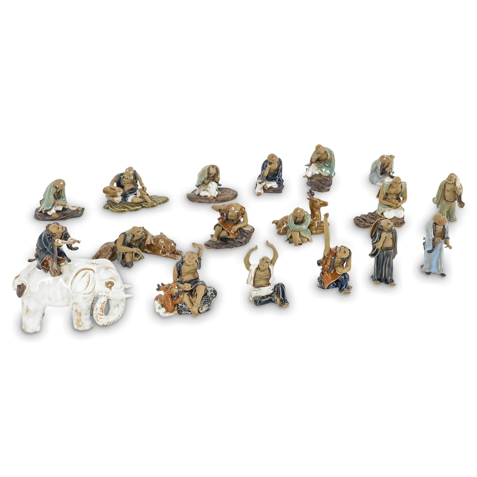 (18 Pc) Chinese Mud Men Figurine Collection Set (1 of 18)